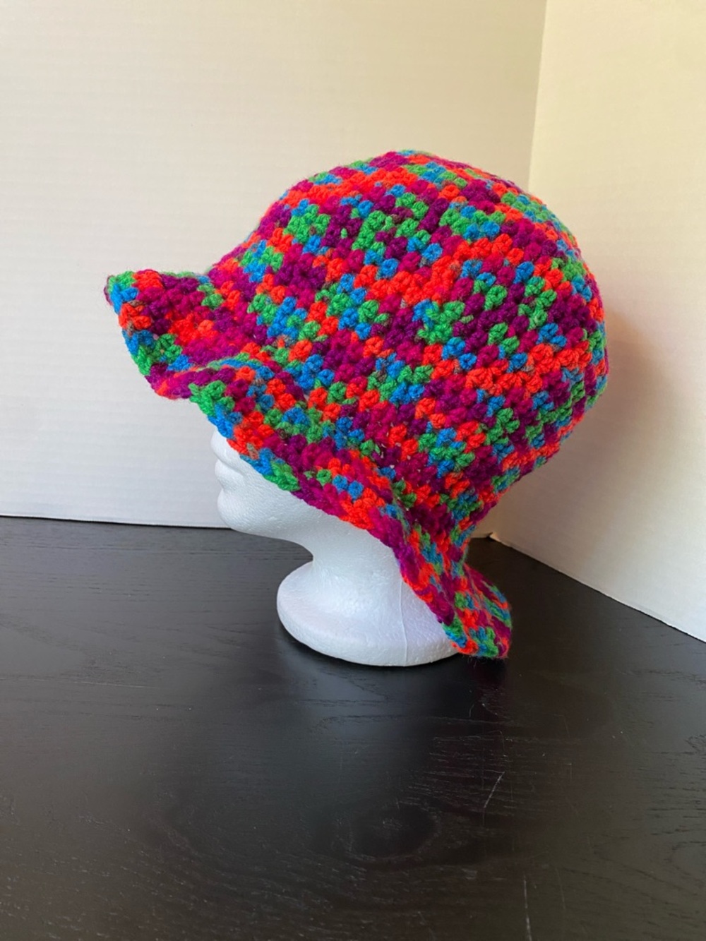 Handmade Crocheted Multi-Color Bucket Hat - Picture 2 of 7